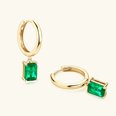 Gold Earrings Simple Emerald Teardrop Exquisite Jewelry