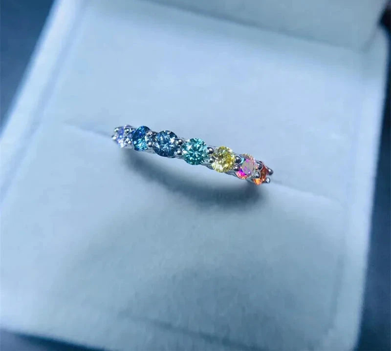 Engagement rings 925 Silver Moissanite Multicolor Solitaire