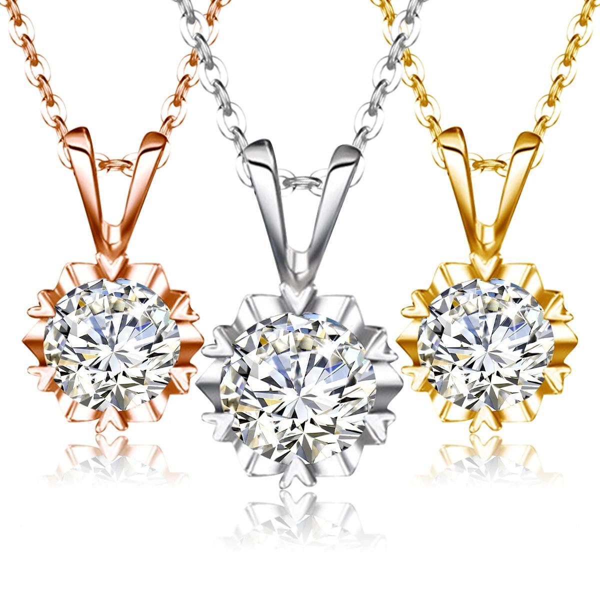 Moissanite Necklace for Women D Certificate Gold Pendant Color 6.5mm 1CT