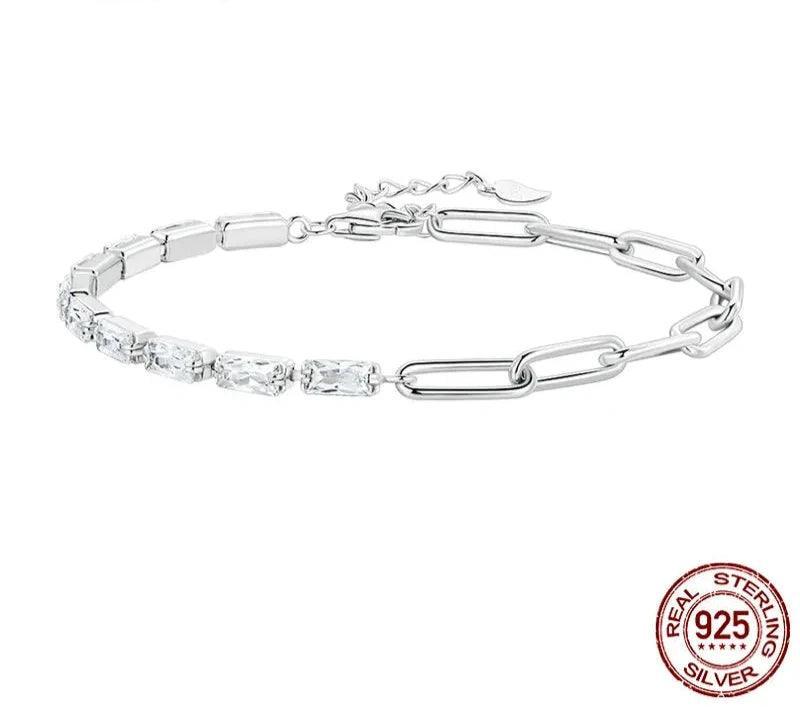 Tennis Bracelet Sterling Silver Square 925 Jewelry