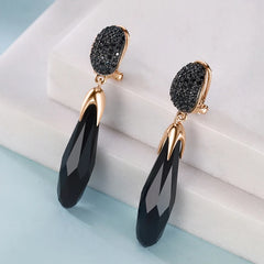 August Birthstone Black Stone Retro Hanging Earrings Jewelry