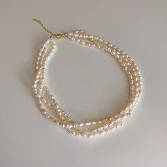 Pearl Necklace Natural Freshwater 14K Gold Filled Chokers Jewelry