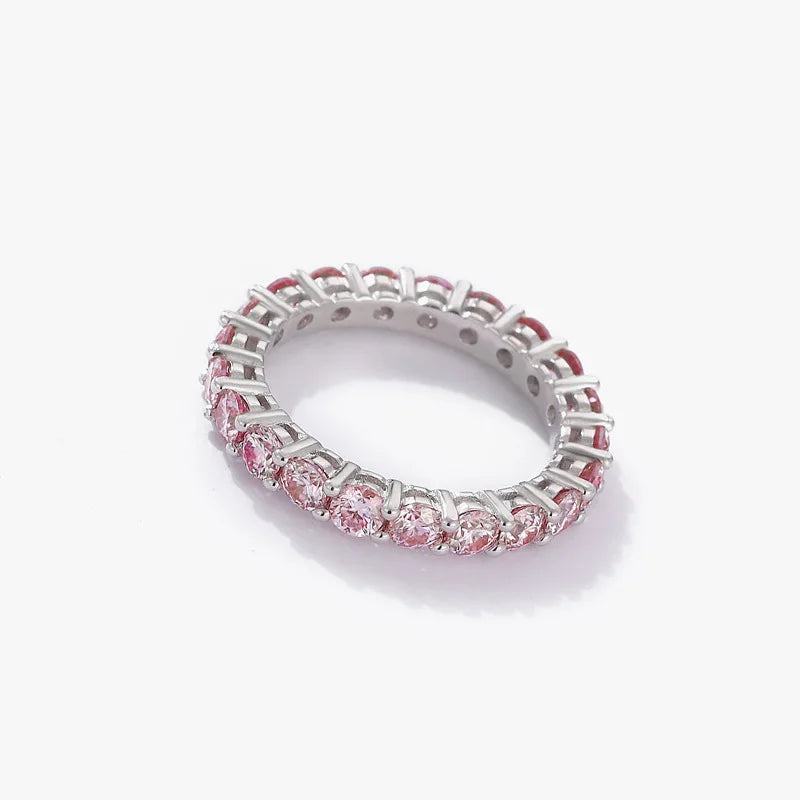 Moissanite rings Pink Eternity S925 Silver Colored