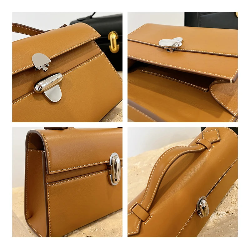 Genuine Leather Handle Satchel Designer Luxury Clutch High Quality The