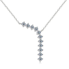 Lariat Necklace Sterling Silver 925 Round Moissanite Necklace Trend Jewelry