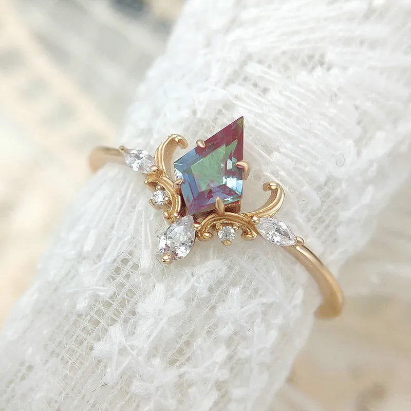 July Birthstone Ring Gemstone Elegant Rose Gold Plated Jewelry