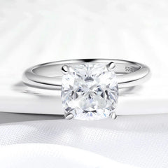 Moissanite Rings Cushion Cut for Women 925 Sterling Silver Band