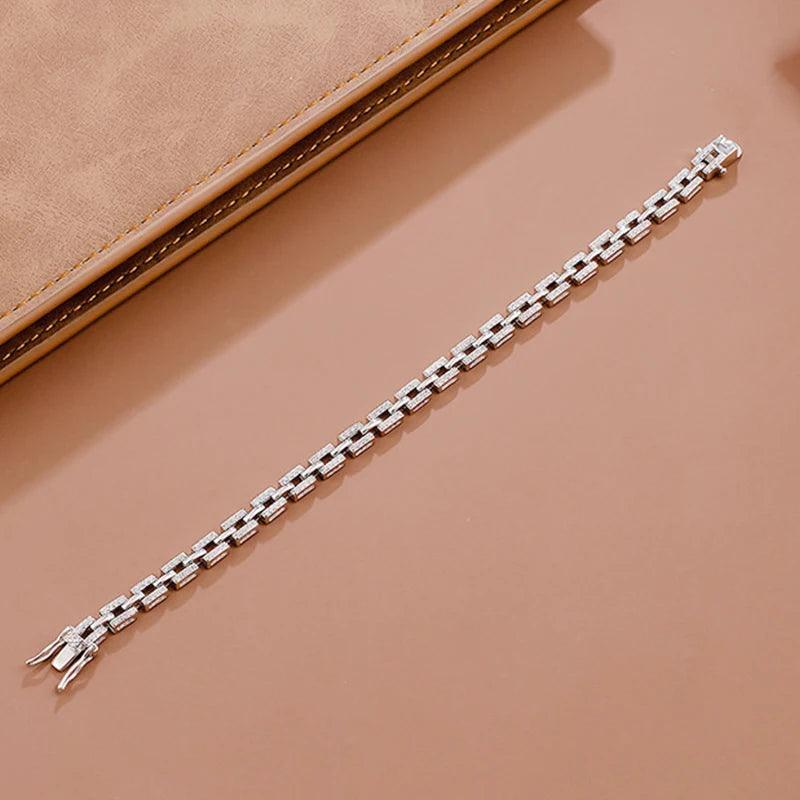 Luxury Designer Tank Chain Moissanite Bracelet Party Fine Jewelry Silver S925 Diamond