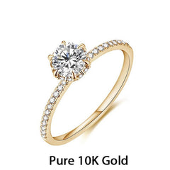 Yellow Gold 14K Moissanite Rings for Women Pure 10K Round Shape Ring Fine Jewelry