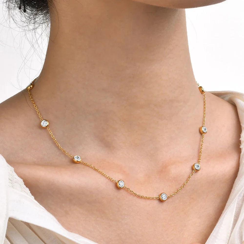 Moissanite Choker Necklace S925 Silver Round Shape Bubble - MILALAN 