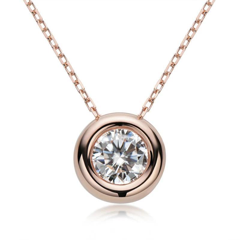 6.5mm Round Moissanite Necklace 100% 925 Silver Pendant - MILALAN 