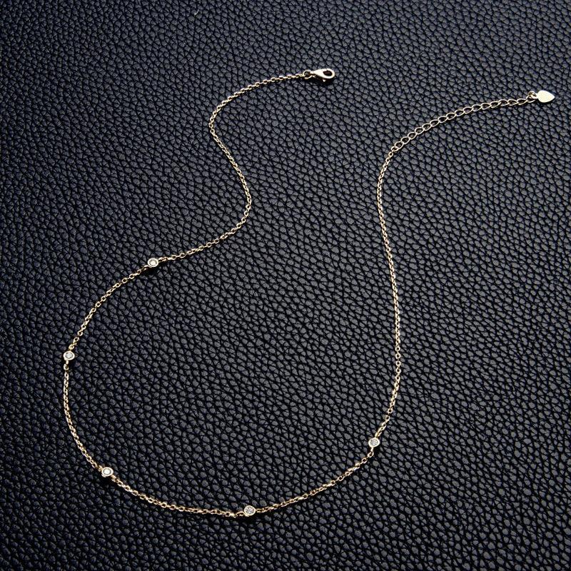 Gold necklace Choker Round 2.5mm Moissanite 14k Gold
