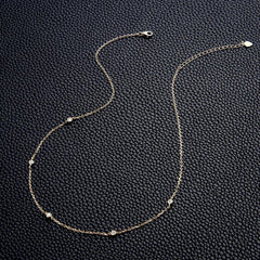 Gold necklace Choker Round 2.5mm Moissanite 14k Gold
