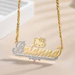 Name Necklace Customized Two Tone 14K Gold Plated