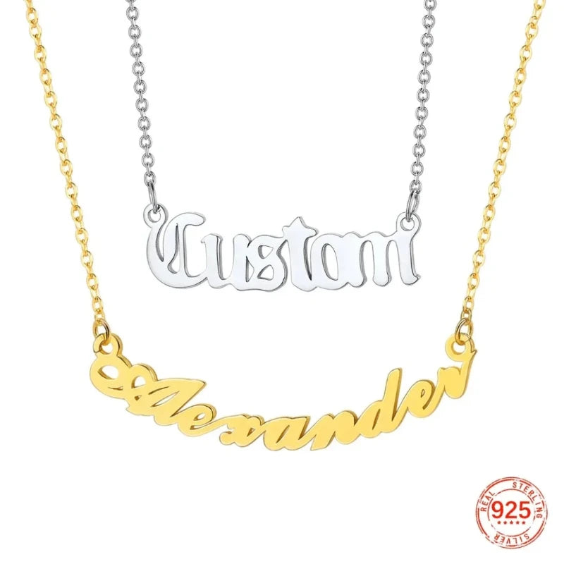 Name Necklace 925 Sterling Silver Type Custom Jewelry for Women