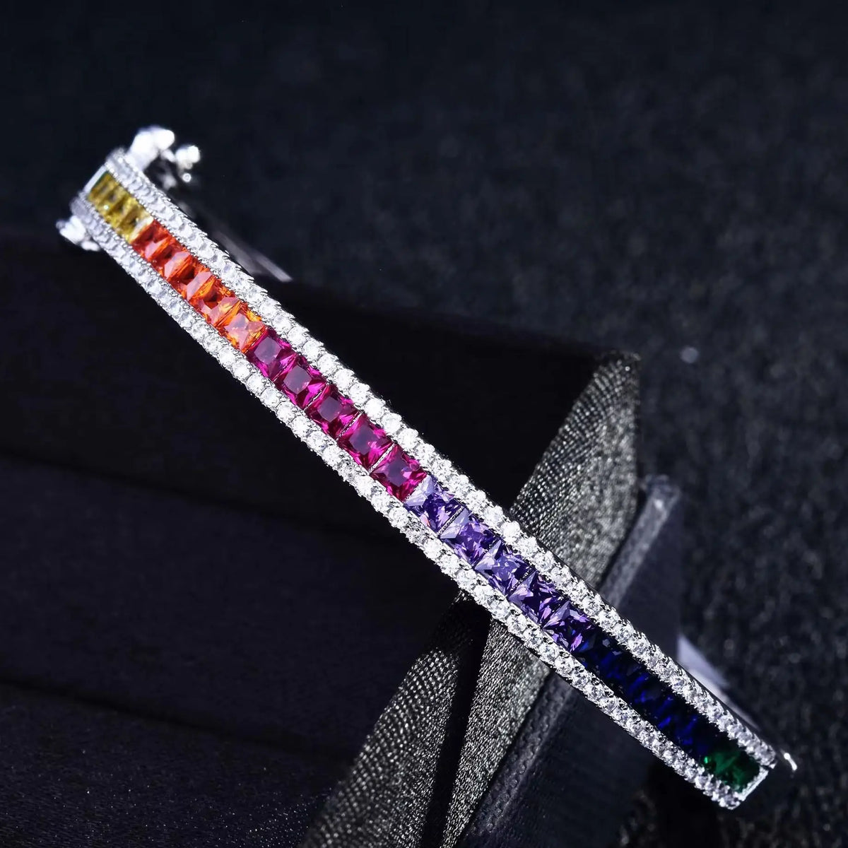 Diamond Bracelet Luxury Bright Colored Square Platinum Plating Fine