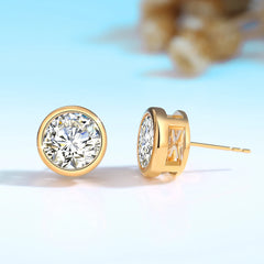 Gold Earrings 18k Elegant Women 1ct Stud Luxury For Fine Jewelry