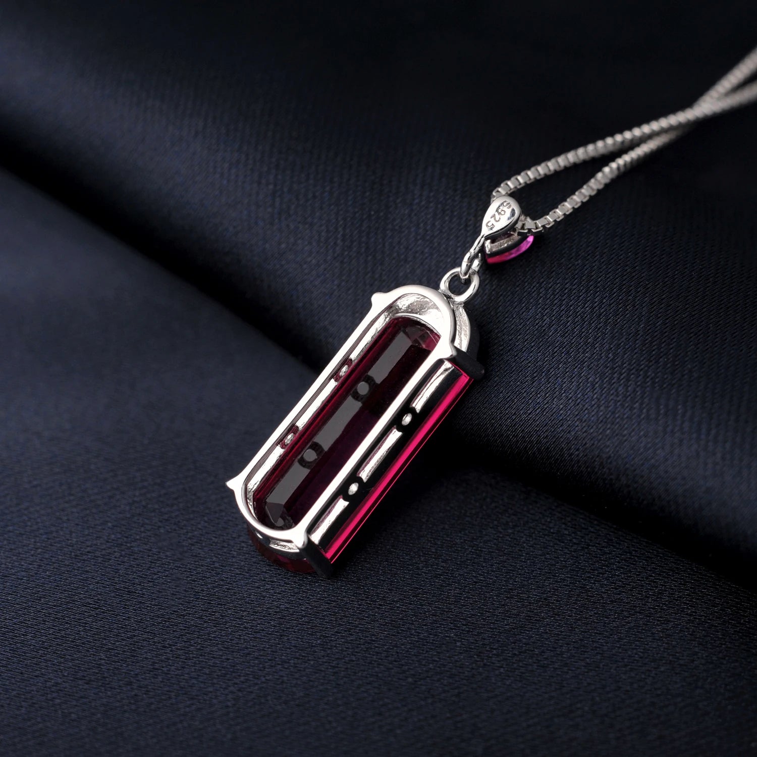 January Birthstone Created Ruby Emerald Pendant Necklace for Women