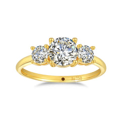 Gold Rings With 18k For Women 3 Stone Initial Luxury Jewelry