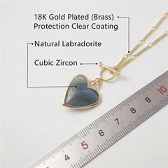 March Birthstone Natural Neckace Love Heart Shaped Stone Chain Jewelry