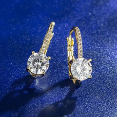 Gold Earrings Plated Silver Hoops 925 Dangle Back Moissanite