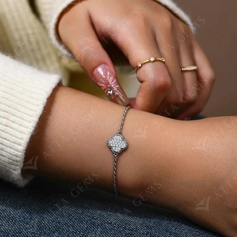 Luxury Moissanite Sterling Silver 925 Chain Bracelets  Hand Jewelry