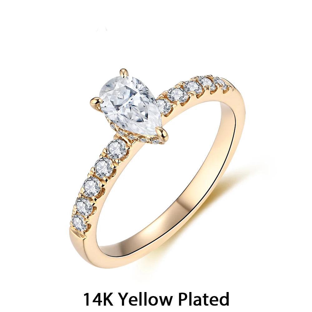 Moissanite rings Promise Jewelry 10k Gold Pear Shape