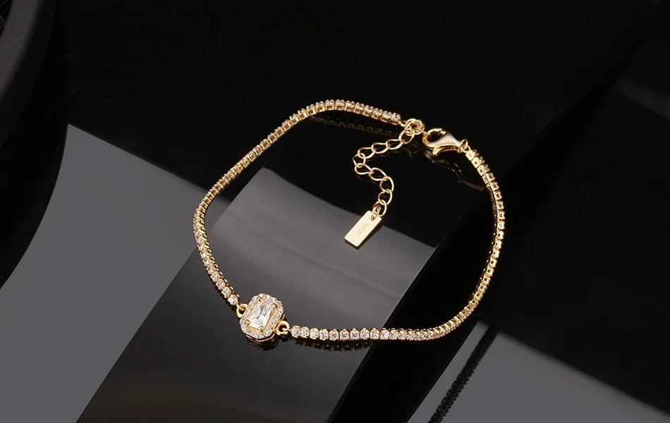 Tennis Bracelet 14K Gold Plated Zirconia Chain Jewelry