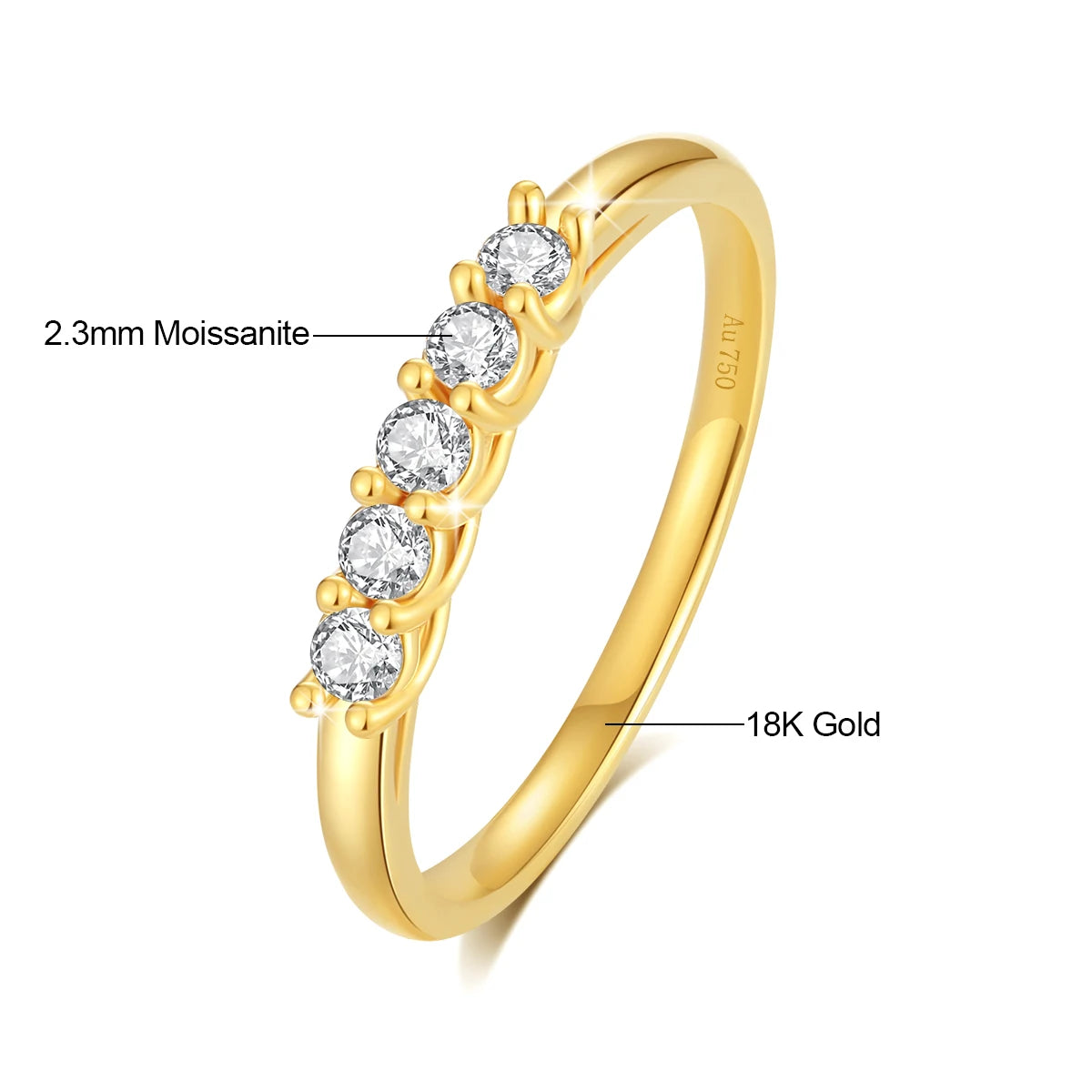 Gold Ring 18K Moissanite for Women Anniversar High Jewelry