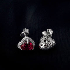 June Birthstone Heart Shape Created Ruby Stud Earrings Daily Jewelry