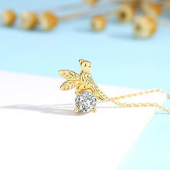 Gold Necklace 18K Women 6.5mm 1.0ct Moissanite Pendant With Jewelry High