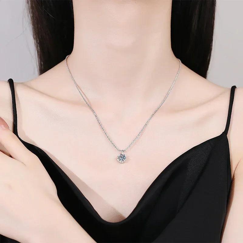 Moissanite Necklace Pendant S925 Sterling Silver Party Dimond Gem Necklaces