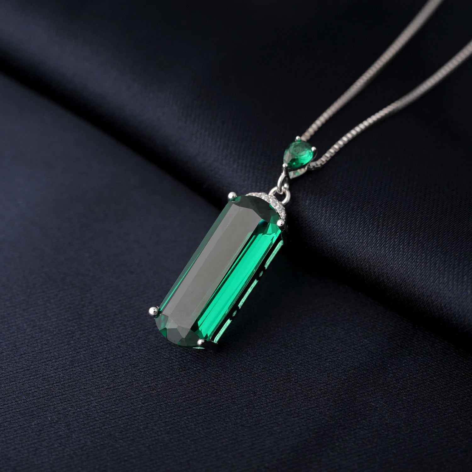 January Birthstone Created Ruby Emerald Pendant Necklace for Women