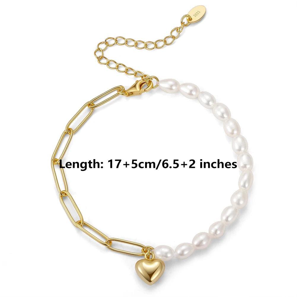 Natural Baroque Sterling Silver 925 Pearl Bracelet 14K Gold Jewelry