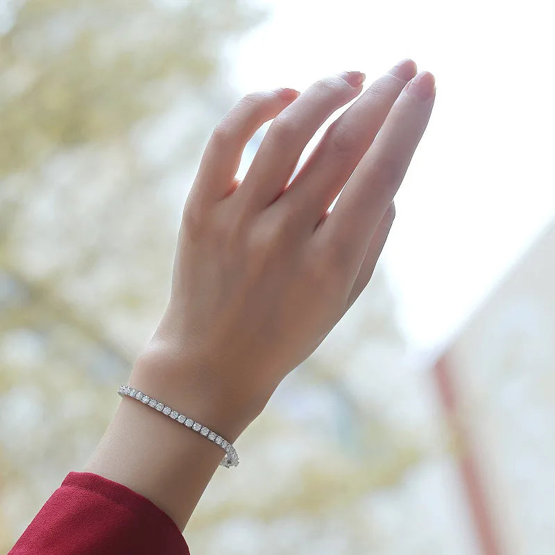 Tennis Bracelet White Full Moissanite 925 Silver Diamond Link
