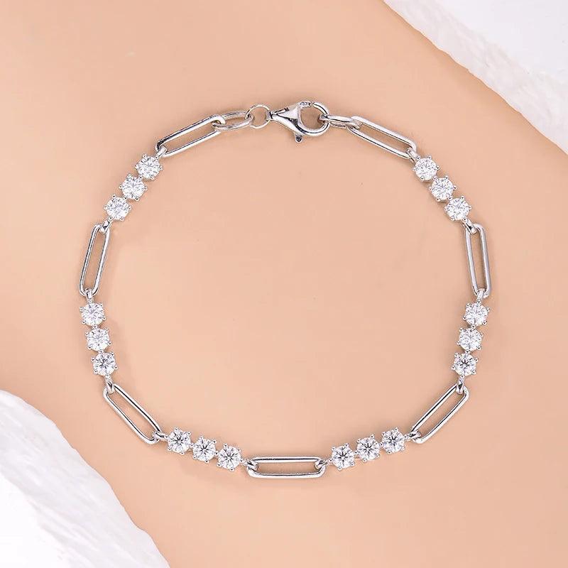 Bracelet Summer Round Moissanite Jewelry Sliver Plated s925