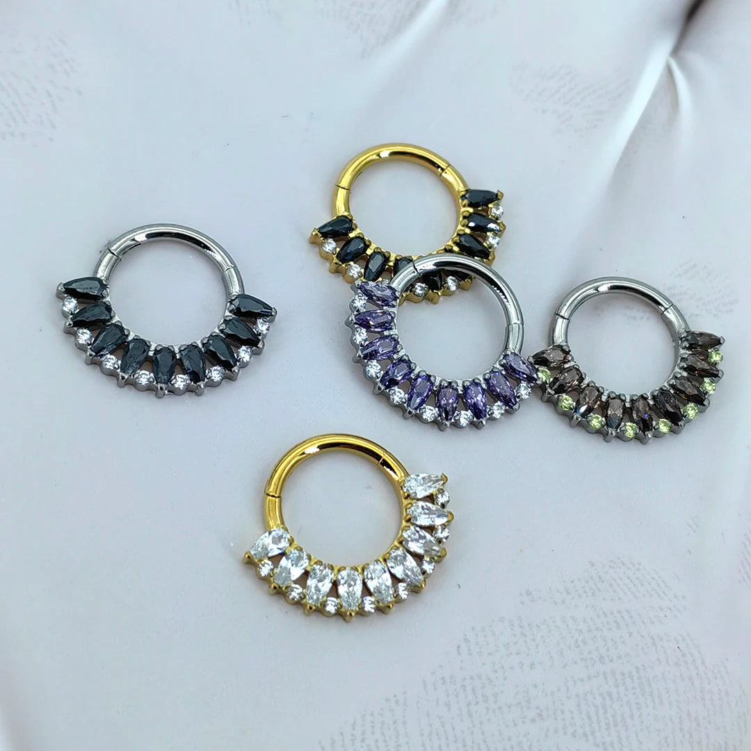 Nose Ring Titanium Drop-Shaped Colorful Segment Hoop Piercing Jewelry