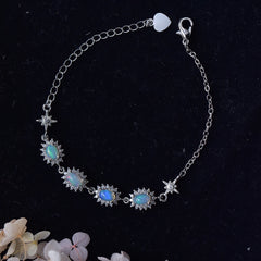 October Birthstone Blue Green Bracelet Lucky Pendant Charm Jewelry