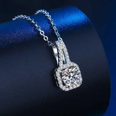 Moissanite Necklace Sterling Silver 925 Pendant 18K Plated Diamond