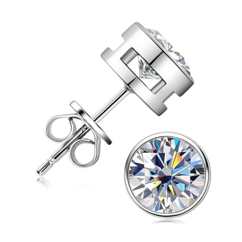 Gold Earrings 2ct Moissanite Plated 925 Silver Stud Luxury
