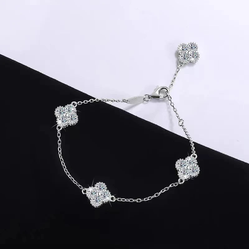 Clover Bracelet Full Lucky for Women S925 Silver Party Jewelry