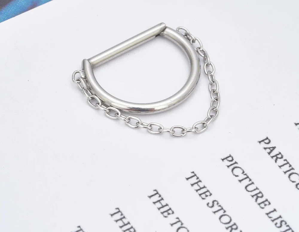 Nose Ring Titanium D Shaped Segmented Clicker Cartilage Jewelry