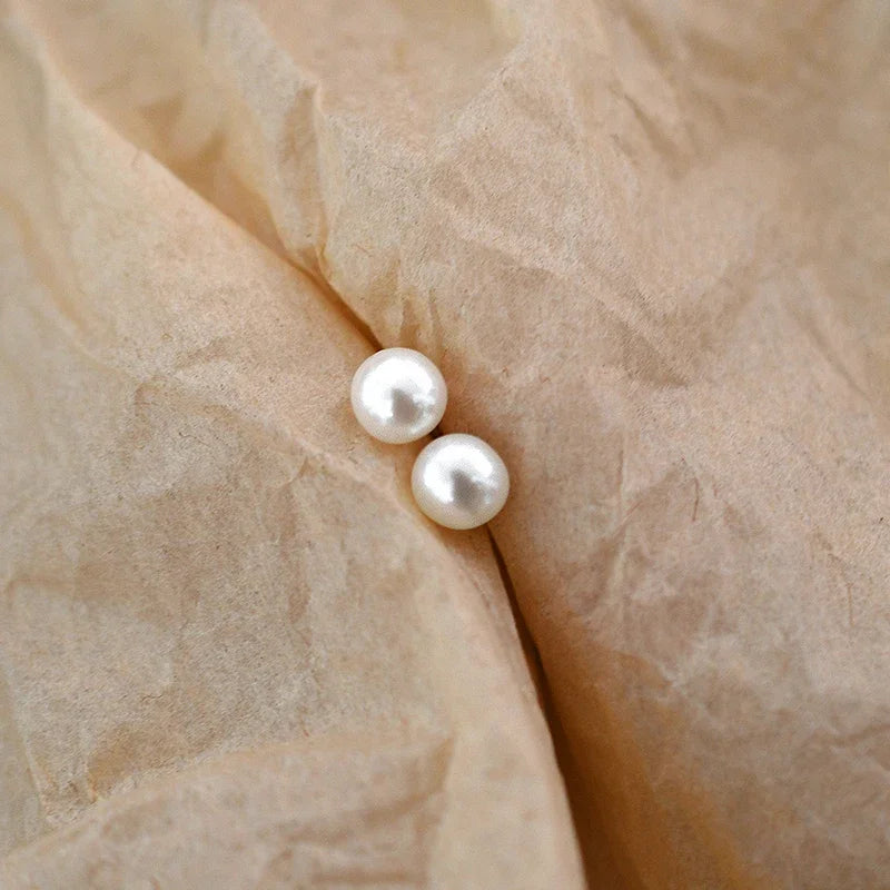 Natural Silver 925  Freshwater Pearl Spiral Clasp Stud Earrings