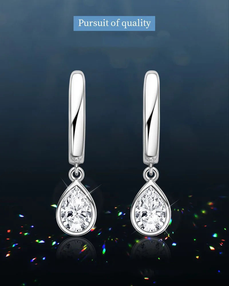 Pair Moissanite Earrings for Women S925 Sterling Silver Light Luxury