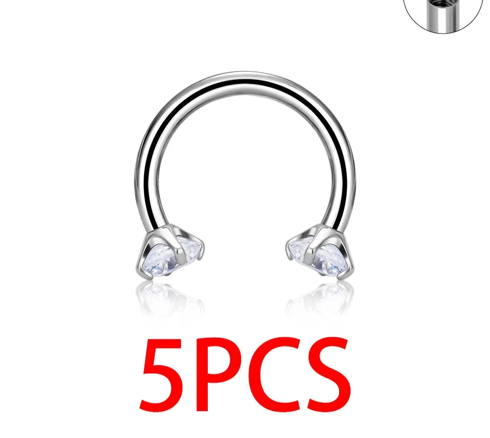 Nose Ring Titanium Piercing Clear Jewelry For Women