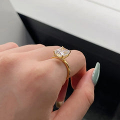 Diamond Ring Luxury 925 Silver High 18K Gold Plated Fine Jewelry