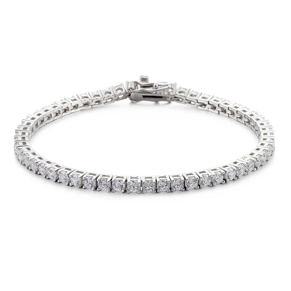 Tennis Bracelet Solid Moissanite Pure Silver Plated High-end Jewelry