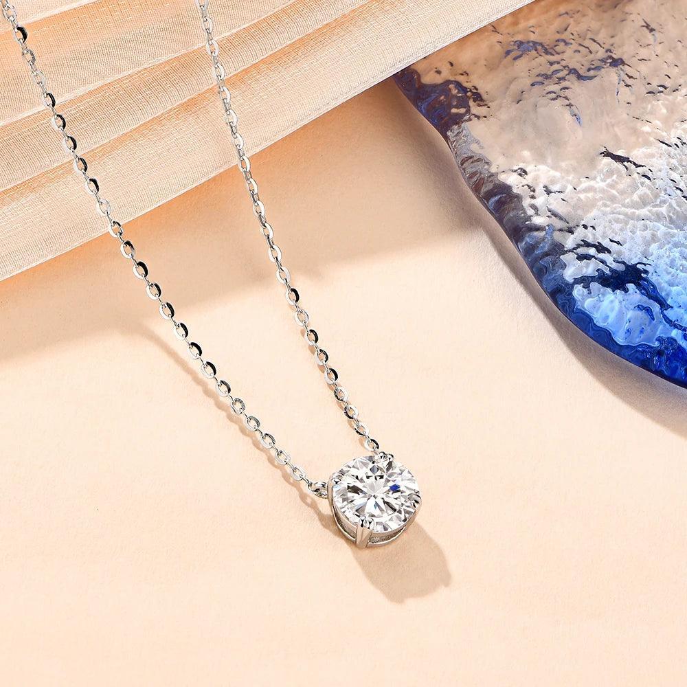 Moissanite Diamond 6.5mm 1CT Necklace For Woman Pendant 925 Silver Necklace