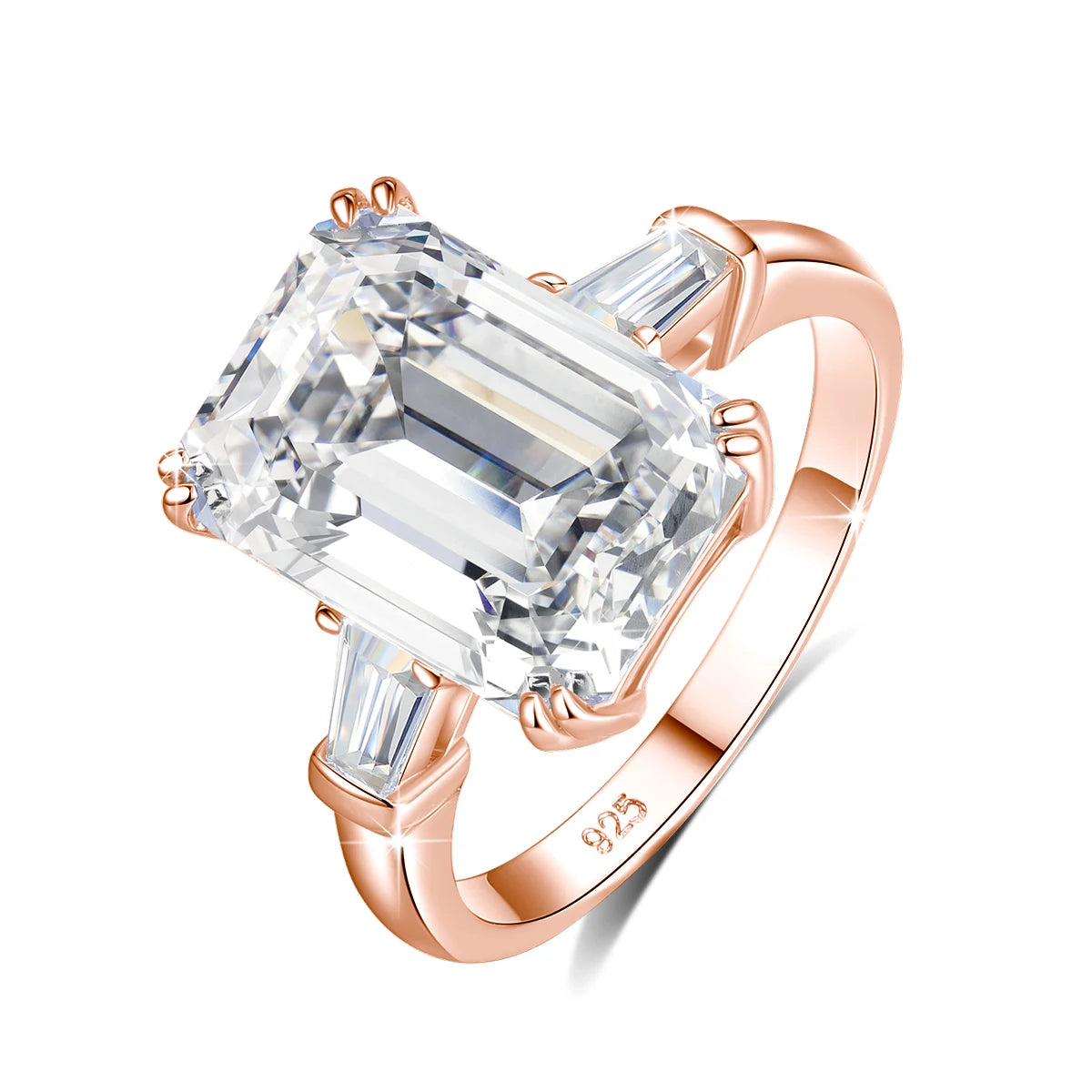 Gold Rings Emerald Cut Big Jewelry For Women Engagement