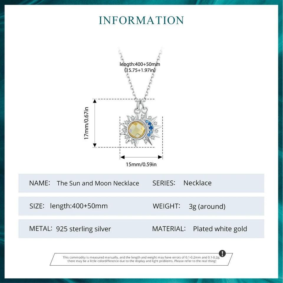 Silver necklace Sun and Moon Energy Pendant Chain White
